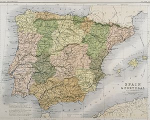 A map of Spain and Portugal, c.1869